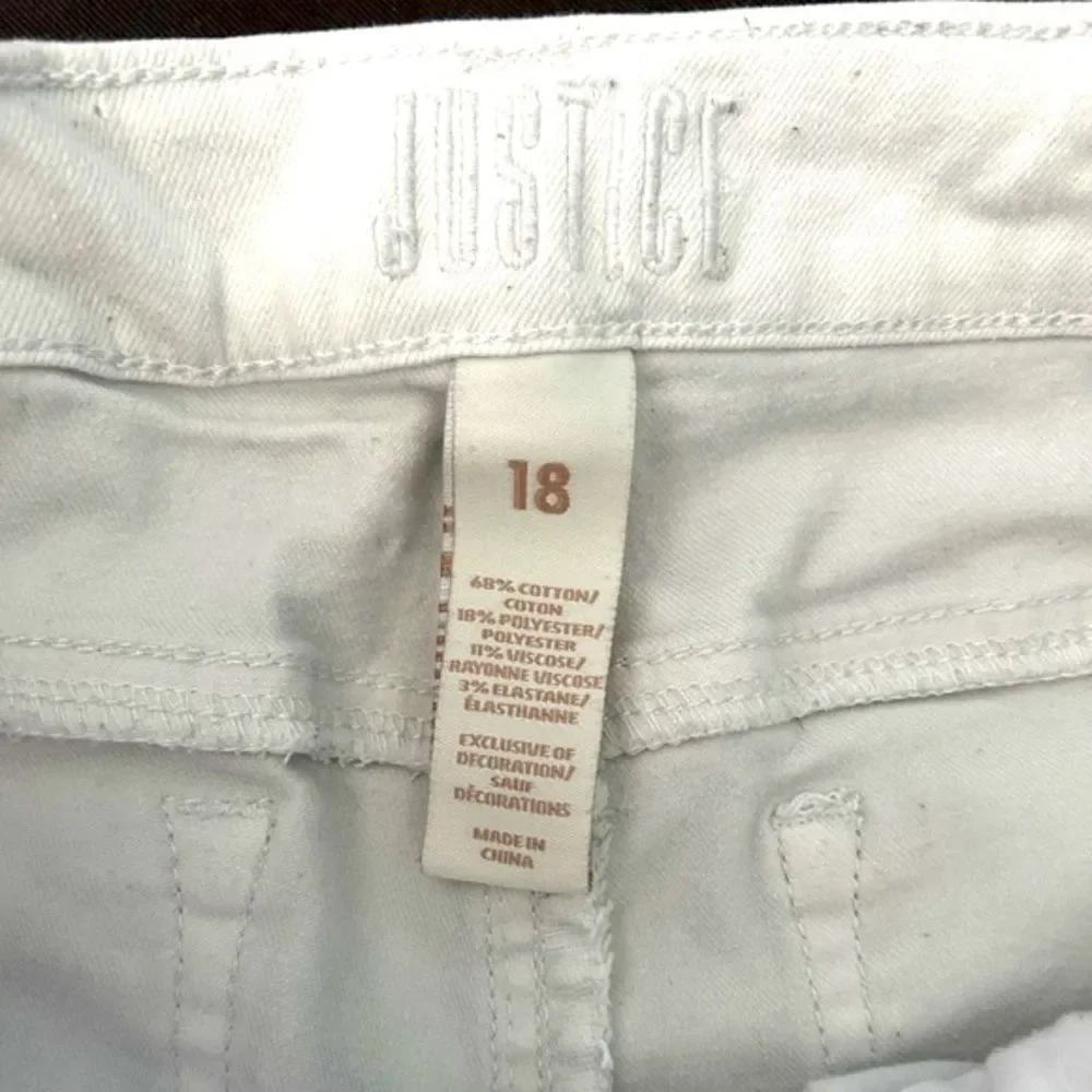 2/$15! Justice White Bermuda Jean Shorts Rolled Cuff Girls Plus Size 18